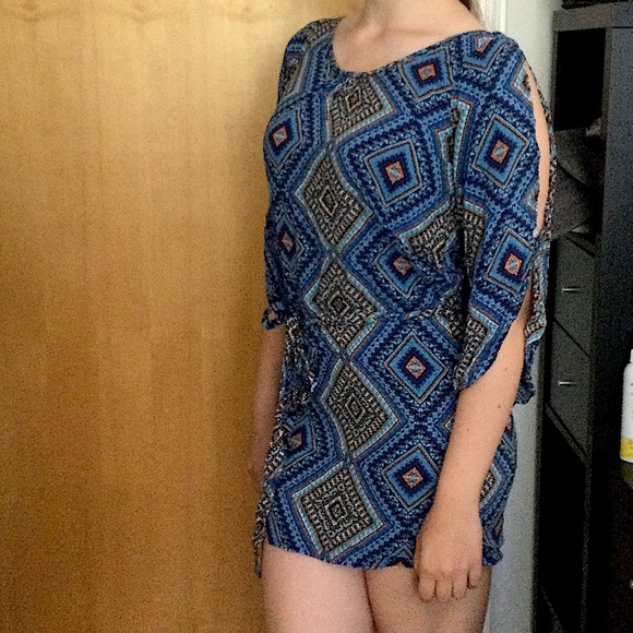 Geometric Pattern Blue Dress - Picture 6 of 6